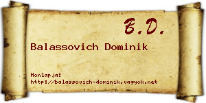 Balassovich Dominik névjegykártya